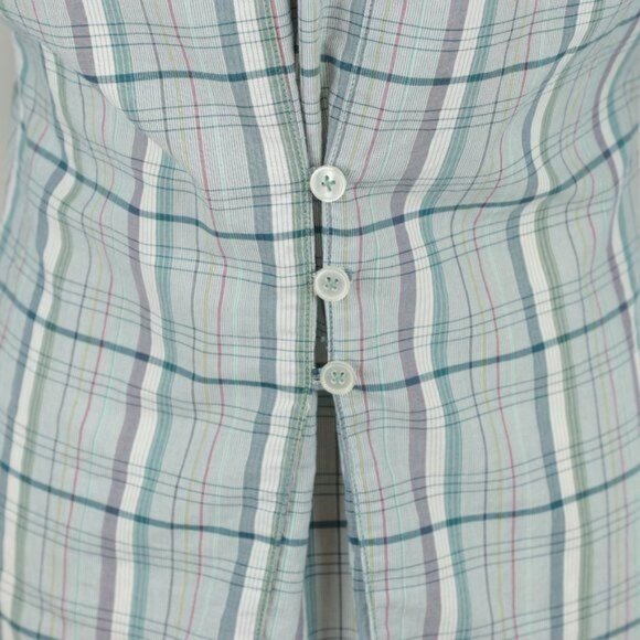 GoLite Women's Small Blue White Plaid  3/4 Sleeve Collared Popover Blouse - Picture 5 of 8